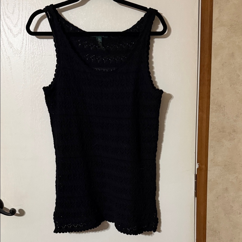 Lauren Ralph Lauren Black Textured Tank Top